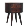 Rounded Wooden Bedside Table - Walnut - Image 6