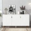 Modern TV Stand With 3 Doors And Adjustable Shelves For Living Room, Fits TVs Up To 70" - White - Image 3