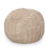 Vida - Modern 5 Foot Rounded Bean Bag - Snow White / Beige - Image 2
