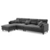 Modern Convertible Sectional Sofa L Shaped Reversible Couch Set With Free Pillows 5 Seat Cloud With Ottoman - Gray - Image 6