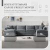 Modular Sectional With Deep And Wide Seat, U Shaped Cloud Couch Set With Double Cushions 6 Seat Sofa With Movable Ottomans Oversized - Dark Gray - Image 8