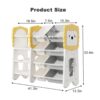 Kids Bookshelf And Toy Storage, 4 Tier Toy Organizers With 8 Removable Storage Bins, Kids Toy Storage Organizer For Study Room - Gray / White / Yellow - Image 3