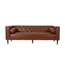 Contemporary 3 Seater Sofa With Tufted Design - Light Brown