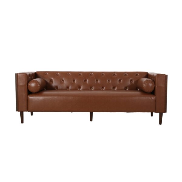 Contemporary 3 Seater Sofa With Tufted Design - Light Brown