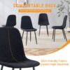 Luxury Simple Chair (Set of 4) Linen Cotton High Resilience Dining Chair With Metal Leg - Black - Image 7