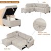 Sleeper Sofa Bed, 2 In 1 Pull Out Sofa Bed L Shape Couch With Storage Ottoman For Living Room, Bedroom Couch And Small Apartment - Beige - Image 4