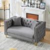 2 Seater Deep Seat Sofa, Sofa With Button Nailhead, Square Arm Couches, Furniture For Living Room - Gray - Image 8