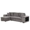 Modern L-Shape 3 Seat Reversible Sectional Couch, Pull Out Sleeper Sofa With Storage Chaise And 2 Stools For Living Room Furniture Set - Knox Charcoal - Image 15
