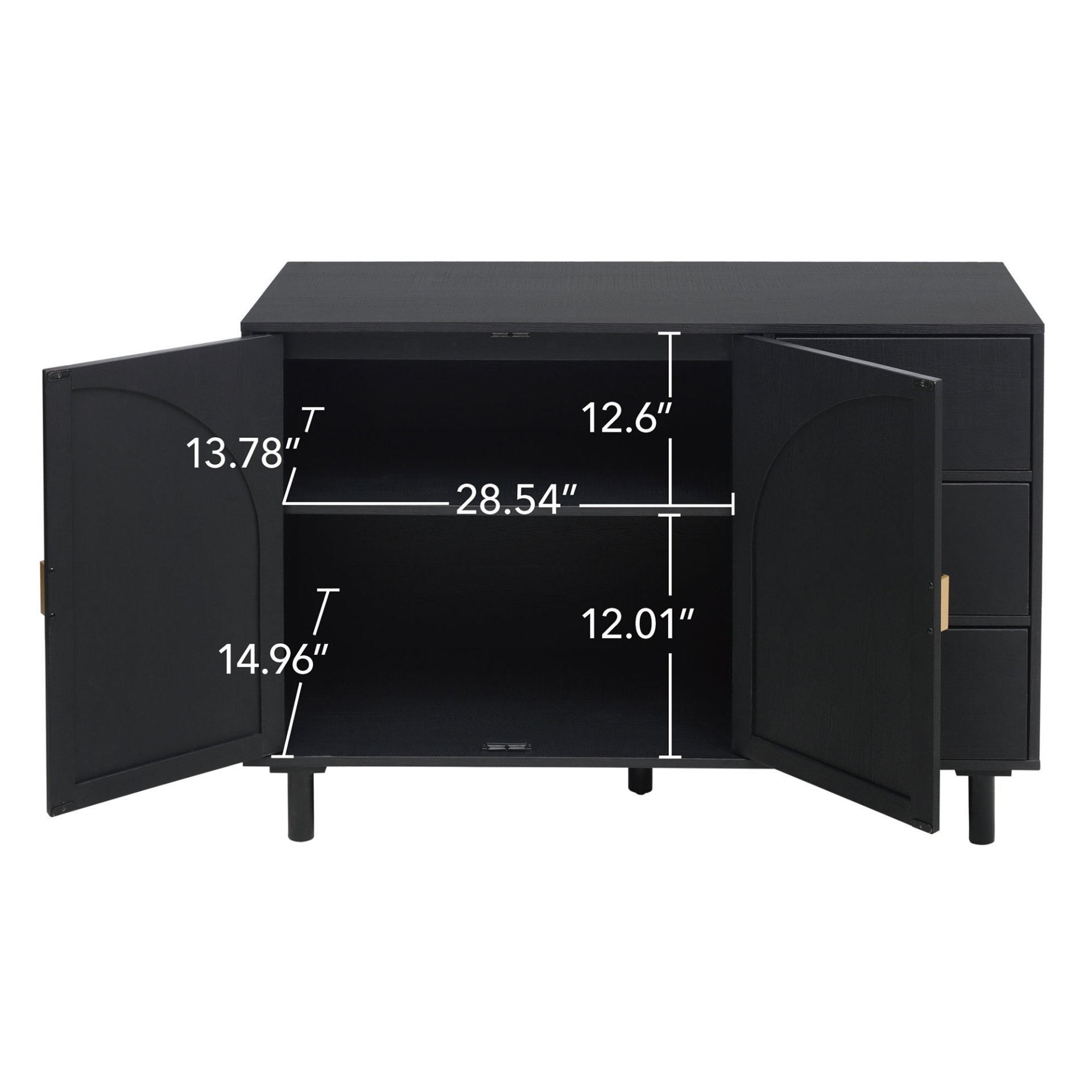 2 Door, 3 Drawer Cabinet, Suitable For Bedroom - Black - Image 3