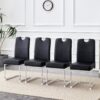 (Set of 4) Thickened Dining Chairs With Built In Spring Packages And Ergonomic Design Perfectly Blending Comfort And Elegance - Black - Image 2