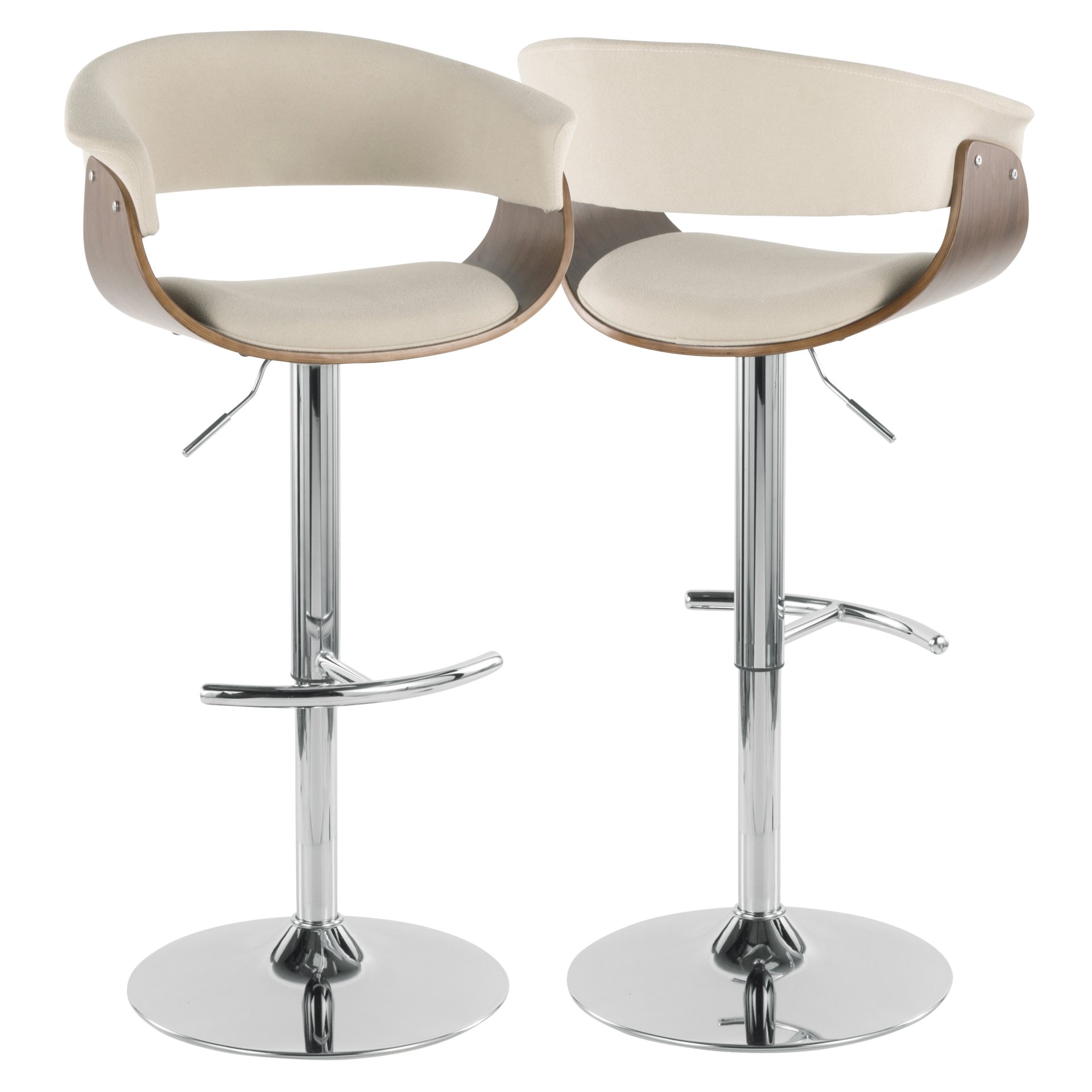 Vintage Mod - Mid-Century Modern Adjustable Barstool With Swivel (Set of 2) - Walnut / Cream - Image 2