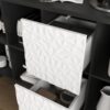 Modern Sideboard Buffet Cabinet With Doors And Unique Panel Styling - Black / Blue - Image 14