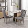 Nikki - Modern, High-End Tufted Solid Wood Contemporary Velvet Upholstered Dining Chair With Chrome Stainless Steel Plating Legs, Nailhead Trim (Set of 2) - Gray / Chrome - Image 11