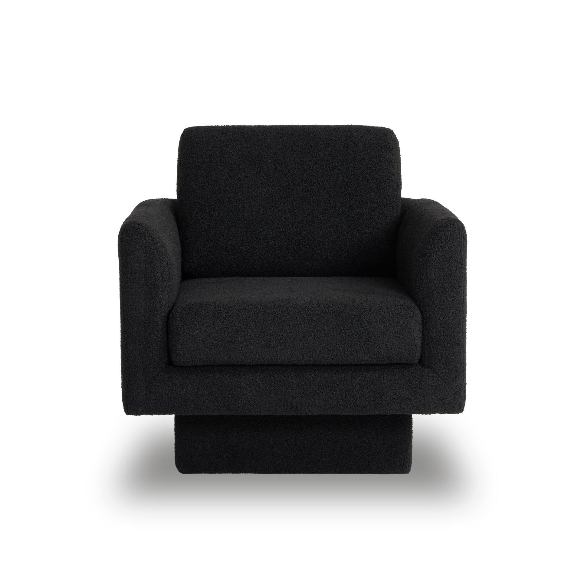 360° Modern Swivel Accent Chair Round Armchair, Thick Padded Single Lounge Sofa Upholstered Comfy - Black - Image 8