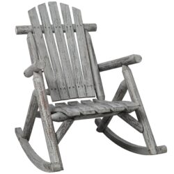 Wooden Porch Rocker Chair, Durable Wooden Porch Rocker Chair, Fir Log Rocking Chair, Patio Rockers For Outside, Garde - Light Gray