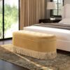 Melinda - Oval Tufted Bullion Fringe Storage Bench - Gold - Image 9