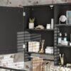 Wall Mounted Bathroom Storage Cabinet, Medicine Cabinets With Large Mirror Door, Adjustable Shelves And Three Open Storage Levels(Not Include Bathroom Vanity) - Black - Image 10