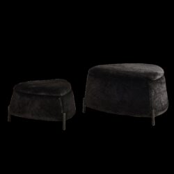 Upholstered 2 Piece Storage Ottoman Set With Metal Legs - Black