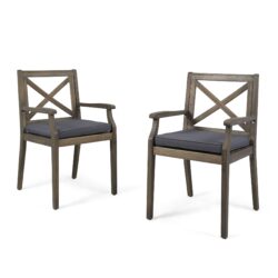 Perla - Dining Chair Set With Cushions 2 Piece - Dark Gray