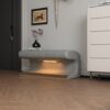 ModernLeather Upholstered Entryway Bench With LED Sensor Light Ottoman For Living Room, Or End Of Bed - Gray - Image 8