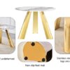 Stainless Steel Pattern Burning Stone Round Table Suitable For 2, 4 Or 6 People - Gold / White - Image 18