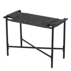 Handwoven Paper Rope Foot Rest Shoes Stools Ottomans For Entryway, Living Room, Bedroom & Office - Black