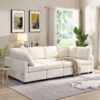 Sectional Sofa Couch Sofa Bed U-Shaped Sofa With Two Movable Ottoman And Three USB Ports For Living Room - Beige - Image 2