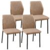 Dining Chairs Living Room Chair Modern Kitchen Armless Side Chair With Metal Legs (Set of 4) - Beige - Image 3
