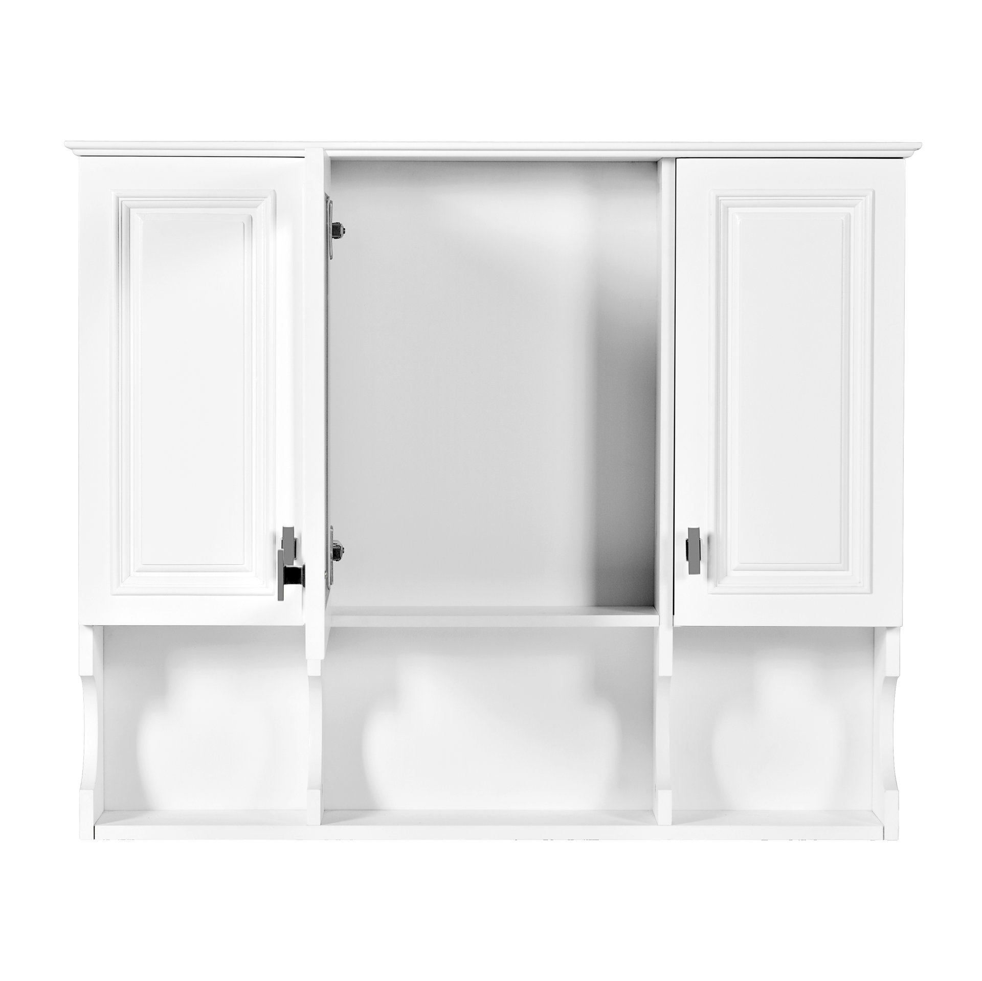 Wall Mounted Bathroom Medicine Cabinet, Modern Bathroom Wall Cabinet With Mirror, Mirror Cabinet With Open Shelves - White - Image 14