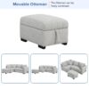 L-Shaped Sectional Pull Out Sofa Bed Sleeper Sofa With Two USB Ports, Two Power Sockets And A Movable Storage Ottoman - Gray - Image 6