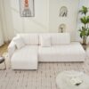 Jessica - Lamb Wool Left Facing Sectional Sofa With Chaise - Beige - Image 16