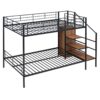 Full Over Full Bunk Bed With Lateral Storage Ladder And Wardrobe - Black - Image 3