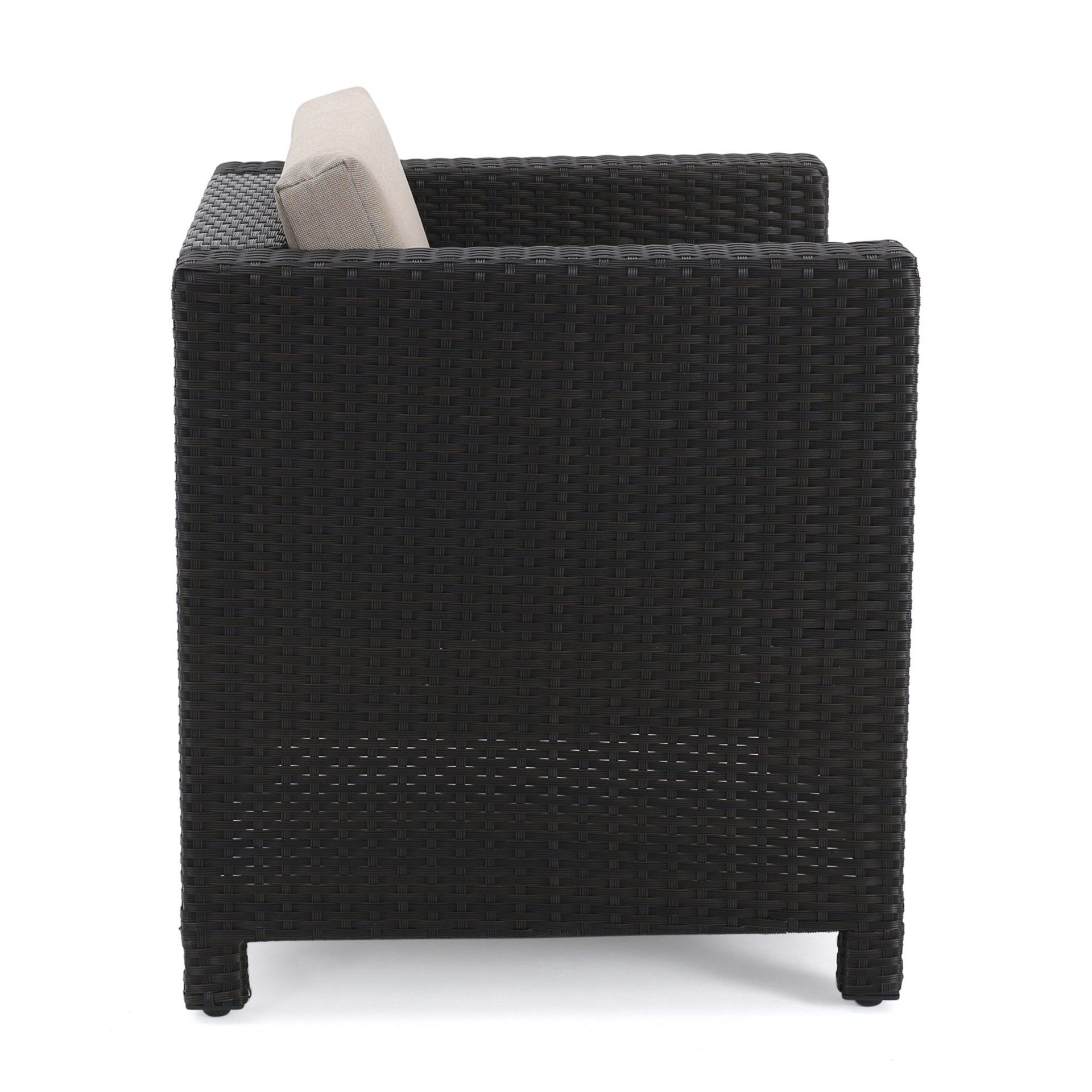 Modern Outdoor Club Chair With Removable Cushions - Brown / Beige - Image 10