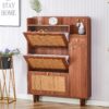 The Modern Minimalist Shoe Cabinet, Suitable For A Variety Of Styles Including Nordic, Japanese, And Industrial - Walnut - Image 5