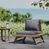 Outdoor Club Chair With Slatted Design And Water Resistance Cushion - Dark Gray - Image 2