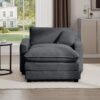 Classic Modern Deep Seat Sofa With Footstool And Pillow Corduroy Living Room & Bedroom - Gray - Image 4