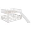 Full Over Full Low Bunk Bed With Slide, Fence And Ladder For Toddler - White - Image 2