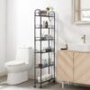 6 Tier Rolling Cart Gap Kitchen Slim Slide Out Storage Tower Rack With Wheels, 6 Baskets, Kitchen, Bathroom Laundry Narrow Piaces Utility Cart - Black - Image 4