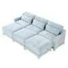 Ergonomic 3 Seater Sofa With Movable Ottomans And Lumbar Pillow Chenille - Sky Blue - Image 23