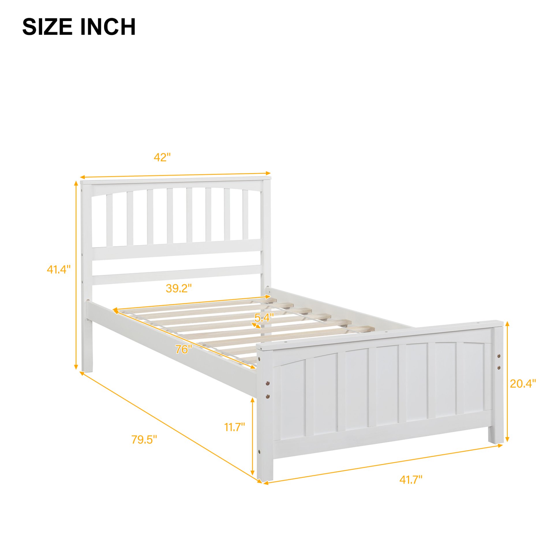Twin Size Platform Bed - White - Image 3