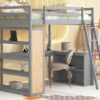 Full Size Loft Bed With Ladder, Shelves, And Desk - Gray - Image 11