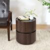 Elegant Italian High Grade Double Layer Storage Round Side Table - Brown / Black - Image 5