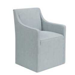Upholstered Dining Arm Chair With Casters Woven - Light Gray Blue