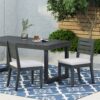 Patio Armless Dining Chair With Laid Back Slat Panel Design - Light Gray - Image 4