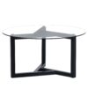 Round Glass Coffee Table Modern Cocktail Table With Tempered Glass Top & Sturdy Wood Base - Black - Image 10