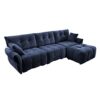 Elegant 3 Seater Sofa Set With Ottoman And Pillows, Textured, High Resilience Cushions - Blue - Image 17