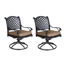 Patio Outdoor Dining Swivel Rocker Chairs With Cushion (Set of 2) - Dupione Brown