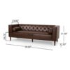 Contemporary 3 Seater Sofa With Tufted Diamond Stitch And Rolled Accent Pillows - Dark Brown - Image 3