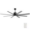 Ceiling Fan With 18W Dimmable Led Light Remote Control 8 Solid Wood Blades For Living Room - Black - Image 4