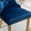 Nikki - Modern, High-End Tufted Solid Wood Contemporary Velvet Upholstered Dining Chair With Golden Stainless Steel Plating Legs, Nailhead Trim (Set of 2) - Blue / Gold - Image 11